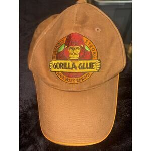 VTG Brown Canvas Gorilla Glue Hat Cap Baseball One Size Incredibly Strong (1d)